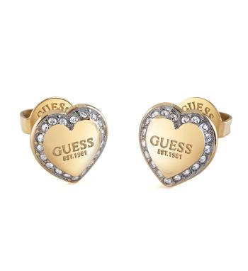 Guess Blyštivé srdíčkové náušnice Fine Heart JUBE01427JWYGT/U