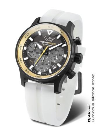 Vostok Europe Expedition South Pole Solar Power Chronograph VR42-592C763S - Bílý silikonový řemínek (luminiscenční)