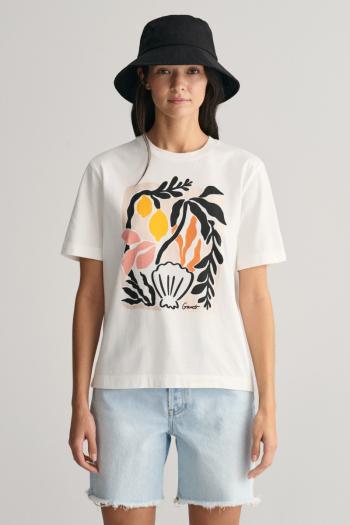 TRIČKO GANT REL PALM PRINT SS T-SHIRT EGGSHELL