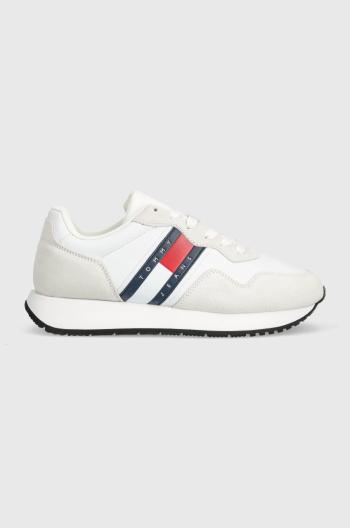 Kožené sneakers boty Tommy Jeans TJM MODERN RUNNER bílá barva, EM0EM01316