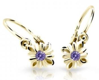 Cutie Jewellery Půvabné dětské náušnice ze žlutého zlata C2261-10-X-1 fialová