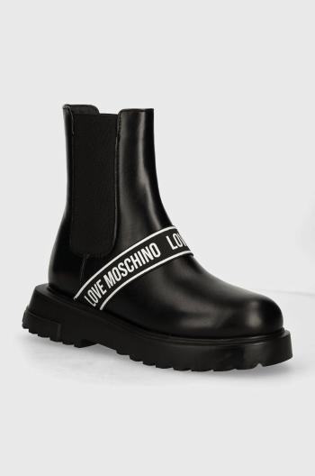 Kožené kotníkové boty Love Moschino dámské, černá barva, na platformě, JA24104G1LIA0000