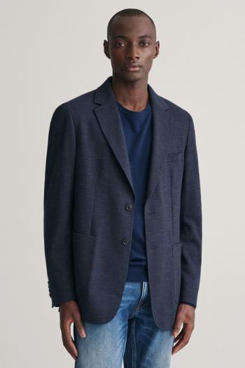 SAKO GANT SLIM COTTON-LINEN JERSEY BLAZER DARK NAVY MELANGE