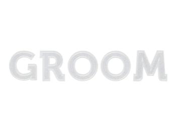 Vasalható matrica - Groom fehér 30 x 6 cm
