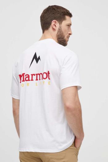 Sportovní tričko Marmot Marmot For Life bílá barva, s potiskem