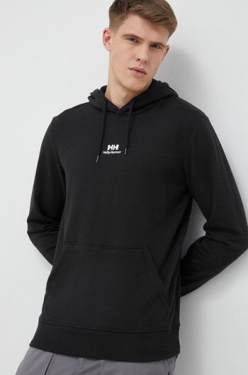 Mikina Helly Hansen YU HOODIE 2.0 pánská, černá barva, s kapucí, hladká, 53582