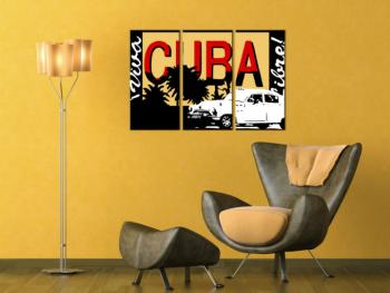 Ručně malovaný POP Art Nice CUBA 3 dílný 120x80cm