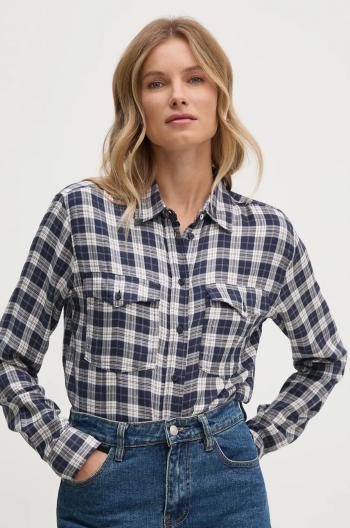 Košile Pepe Jeans POLIVIA dámská, tmavomodrá barva, regular, s klasickým límcem, PL304938