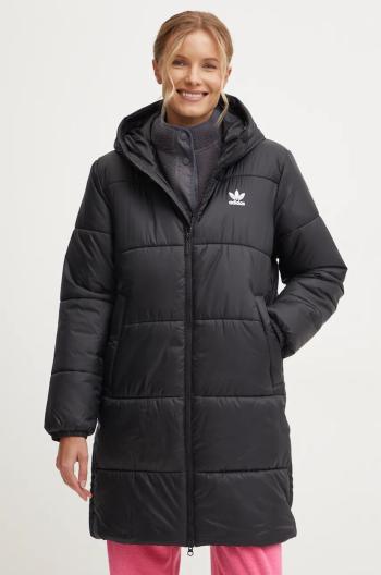 Bunda adidas Originals Long Puffer dámská, černá barva, zimní, IW5858