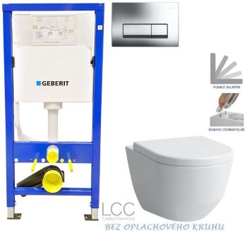 GEBERIT DuofixBasic s chromovým tlačítkem DELTA51 + WC LAUFEN PRO LCC RIMLESS + SEDÁTKO 458.103.00.1 LP2