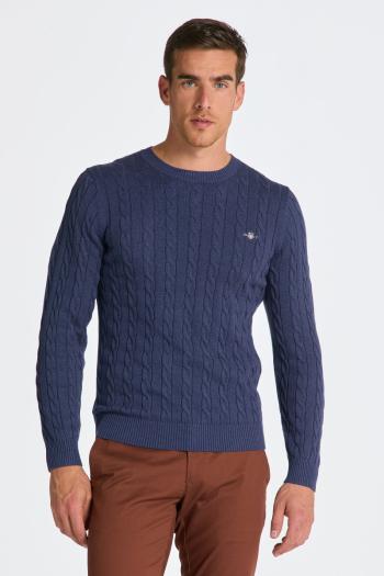 SVETR GANT COTTON CABLE C-NECK MARINE MELANGE