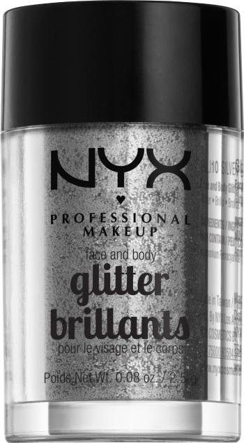 NYX PROFESSIONAL MAKEUP Face & Body Glitter Trblietky na tvár i telo - Silver 2.5 g