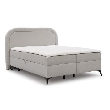 Világosszürke ágyneműtartós boxspring ágy 200x200 cm Ornes – Ropez