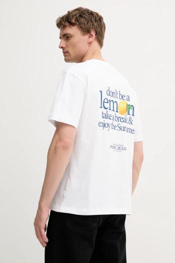 Bavlnené tričko Pepe Jeans pánske, biela farba, vzorované, PM509958