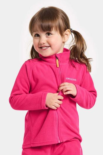 Dětská mikina Didriksons MONTE KIDS FULLZIP růžová barva, hladká