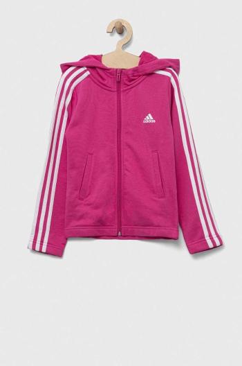 Dětská mikina adidas růžová barva, s kapucí, s aplikací