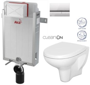 ALCADRAIN Renovmodul předstěnový instalační systém s chromovým tlačítkem M1721 + WC CERSANIT ARTECO CLEANON + SEDÁTKO AM115/1000 M1721 AT1