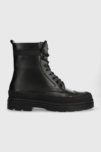 Kožené boty Calvin Klein LACE UP BOOT HIGH pánské, černá barva, HM0HM01213