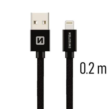 Swissten textilní datový kabel lightning 0.2m černý (71523101)