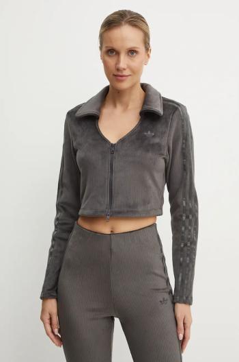 Mikina adidas Originals Femme Galore Rib Cardigan dámská, šedá barva, s aplikací, JN3019