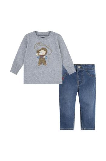 Kojenecká sada Levi's COWBOY TEE & CARPENTER SET šedá barva, 6EL424