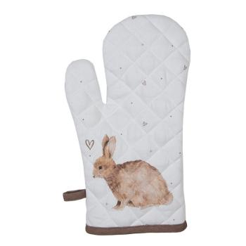 Bavlněná dětská chňapka - rukavice s motivem králíčka a srdíček Bunnies in Love - 12*21 cm BSLC44K