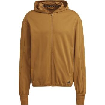 adidas YOGA FULL-ZIP HOODIE Pánská mikina, hnědá, velikost