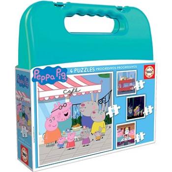 Puzzle v kufříku Prasátko Peppa 4v1 (6,9,12,16 dílků) (8412668181120)