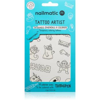 Nailmatic Tattoo Artist Temporary Coloring Tattoos tetování pro děti 3 y+ Monsters 9x16,3 cm