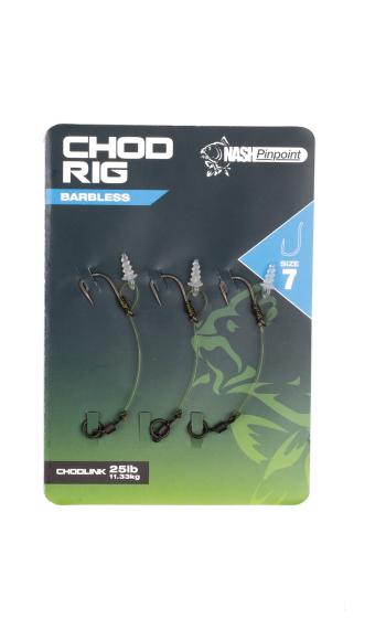 Horogelőke Nash Chod Rig Barbless méret 7 25 lb 3 db