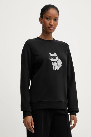 Mikina Karl Lagerfeld čierna farba, s potlačou, A3W20066