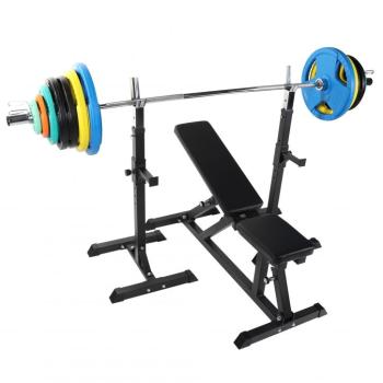 Gorilla Sports Posilovací lavice + nakládací set 127,5 kg