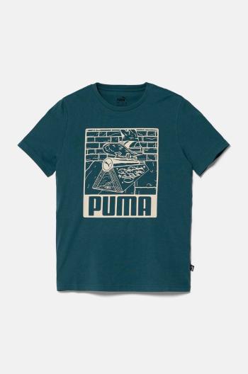 Dětské bavlněné tričko Puma ESS+ MID 90sphic Tee zelená barva, s potiskem, 681873