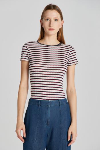 TRIČKO GANT STRIPED RIBBED SS T-SHIRT CLASSIC BLUE