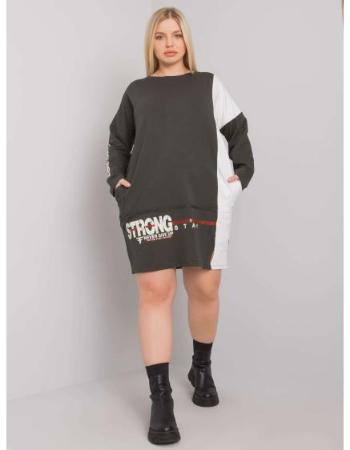 Dámská tunika bavlněná plus size ELEASHA tmavě khaki  