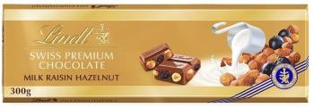 Csokoládé LINDT Milk Raisin Nut Gold 300 g