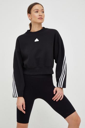 Mikina adidas dámská, černá barva, s aplikací