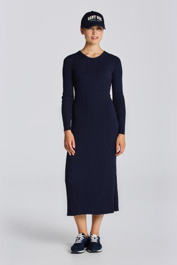 ŠATY GANT D1. RIBBED C-NECK DRESS EVENING BLUE