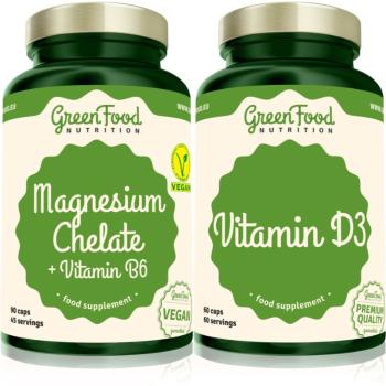 GreenFood Nutrition Magnesium Chelate with Vitamin B6 + Vitamin D3 sada pro podporu imunitního systému