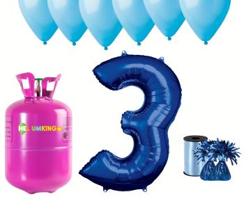 HeliumKing Helium párty set na 3. narozeniny s modrými balónky