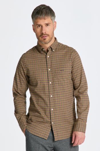 KOŠILE GANT REG TWILL MICRO MULTI CHECK SHIRT HAZELWOOD BEIGE