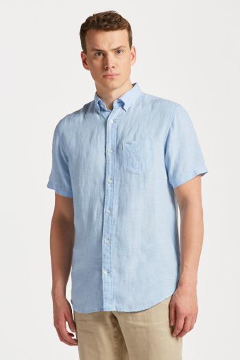 KOŠILE GANT REG LINEN SS SHIRT CAPRI BLUE