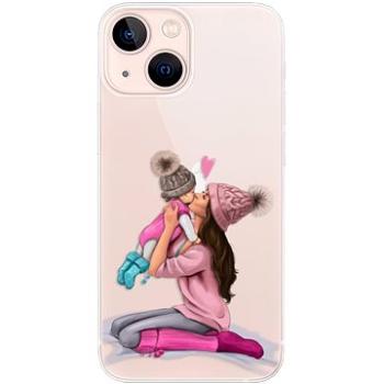 iSaprio Kissing Mom - Brunette and Girl pro iPhone 13 mini (kmbrugirl-TPU3-i13m)