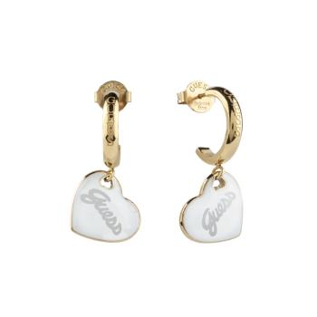 Guess Pozlacené náušnice s přívěsky srdce Vintage Guess JUBE05151JWYGWHT/U