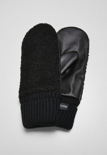 Urban Classics Sherpa Imitation Leather Gloves black - S/M