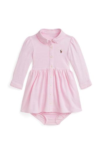 Dětské bavlněné šaty Polo Ralph Lauren růžová barva, mini, 310877763004