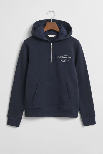 MIKINA GANT SPORT CLUB GRAPHIC HALF-ZIP HOODIE EVENING BLUE