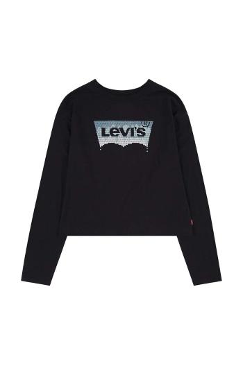 Dětské bavlněné tričko s dlouhým rukávem Levi's černá barva