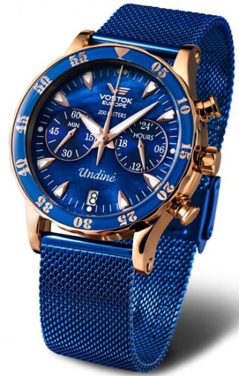 Vostok Europe Undine VK64-515B670B - Modrý ocelový mesh řemínek