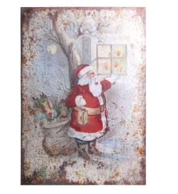 Vánoční kovový závěsný obraz Santa Vintage - 66*95 cm 52062800